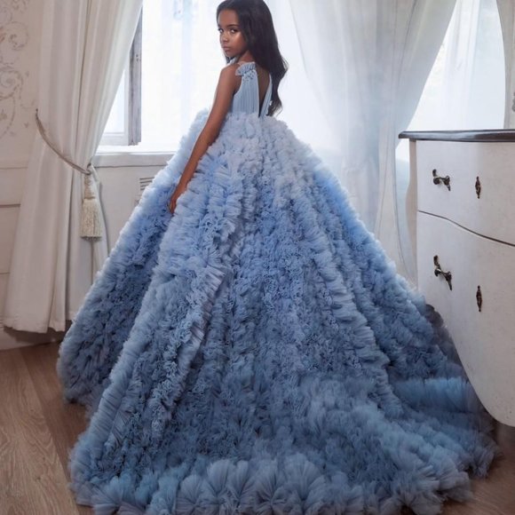 Gradient Ruffled Flower Girl Dresses 24M